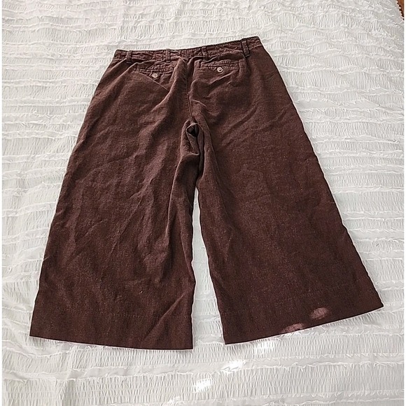 APT.9 Wide Leg Brown Linen Blend Capri Gaucho Pants Size 10 Cropped Casual Boho - Picture 11 of 13